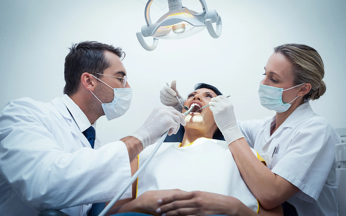woman at the dentist checkup