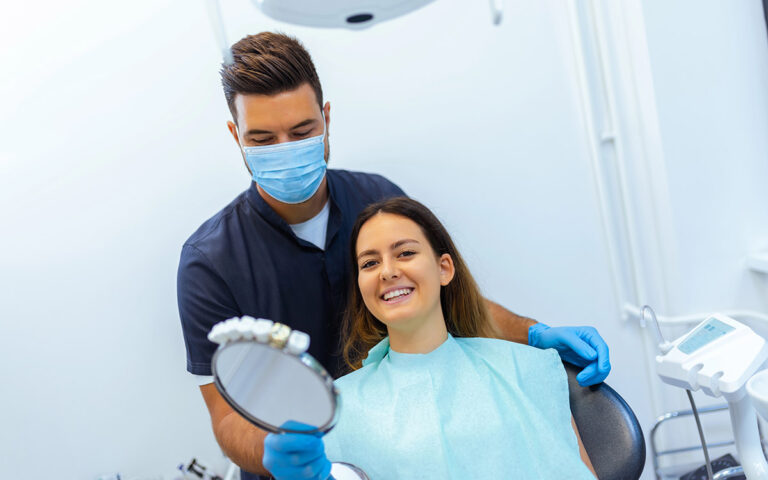 happy patient at the dentist appointment
