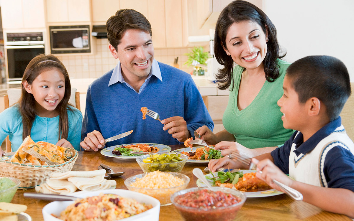 happy family eating at home